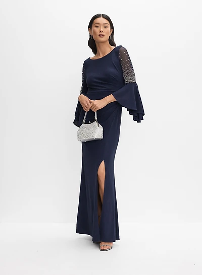 Alex Evenings - Robe à manches volantées et perlées