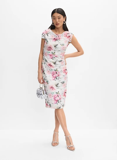 Adrianna Papell - Metallic Floral Print Dress