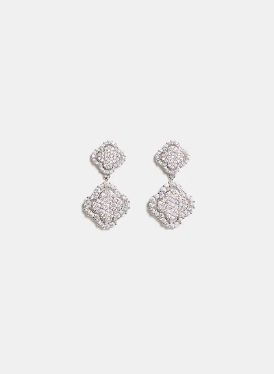 Tiered Cubic Zirconia Clover Earrings