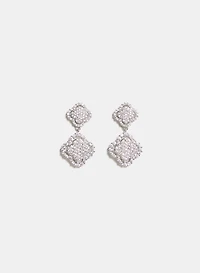 Tiered Cubic Zirconia Clover Earrings