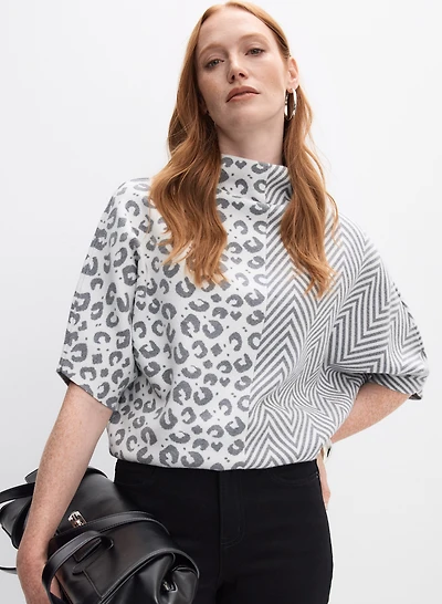 Joseph Ribkoff - Mixed Stripe & Animal Print Pullover