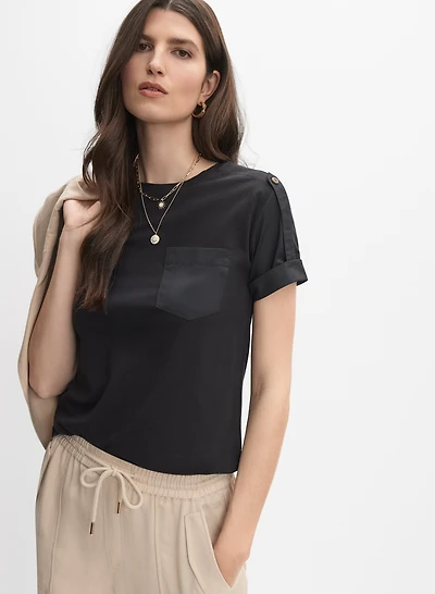 Satin Detail T-Shirt
