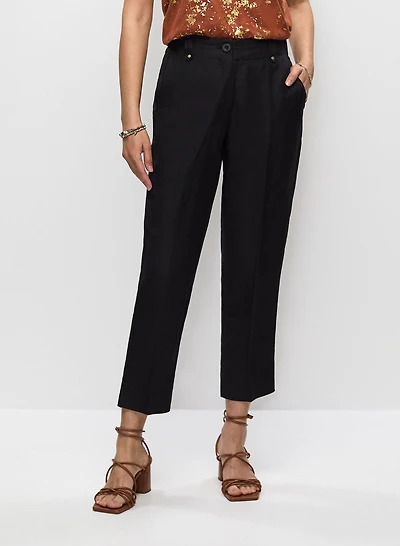 Linen-Blend Capri Pants
