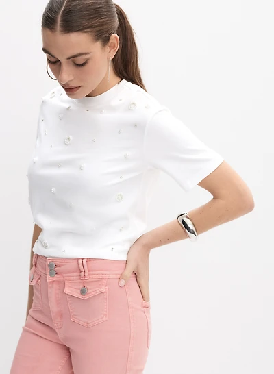 T-shirt à embellissements de perles