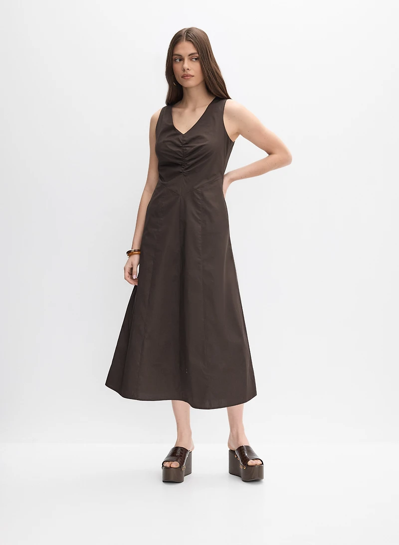 Robe midi en mélange de coton