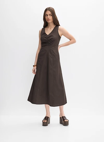 Robe midi en mélange de coton