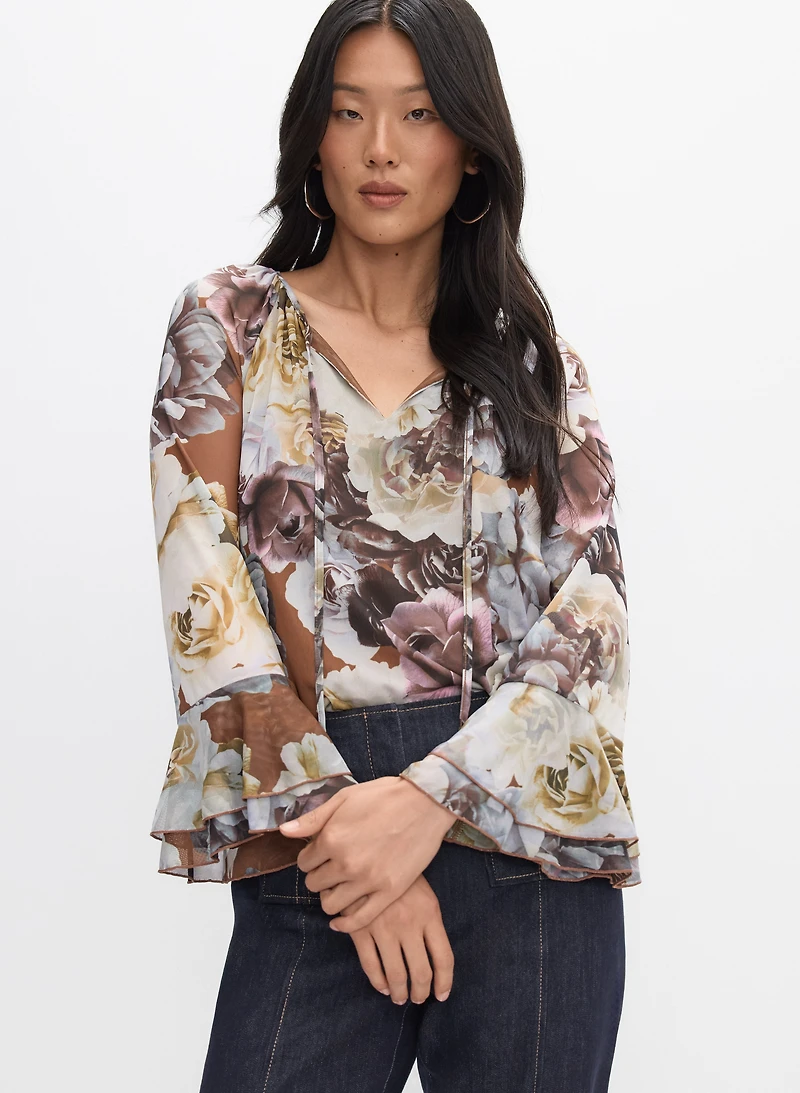 Floral Mesh Top