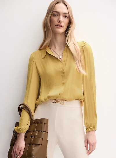 Blouse en satin à ourlet torsadé