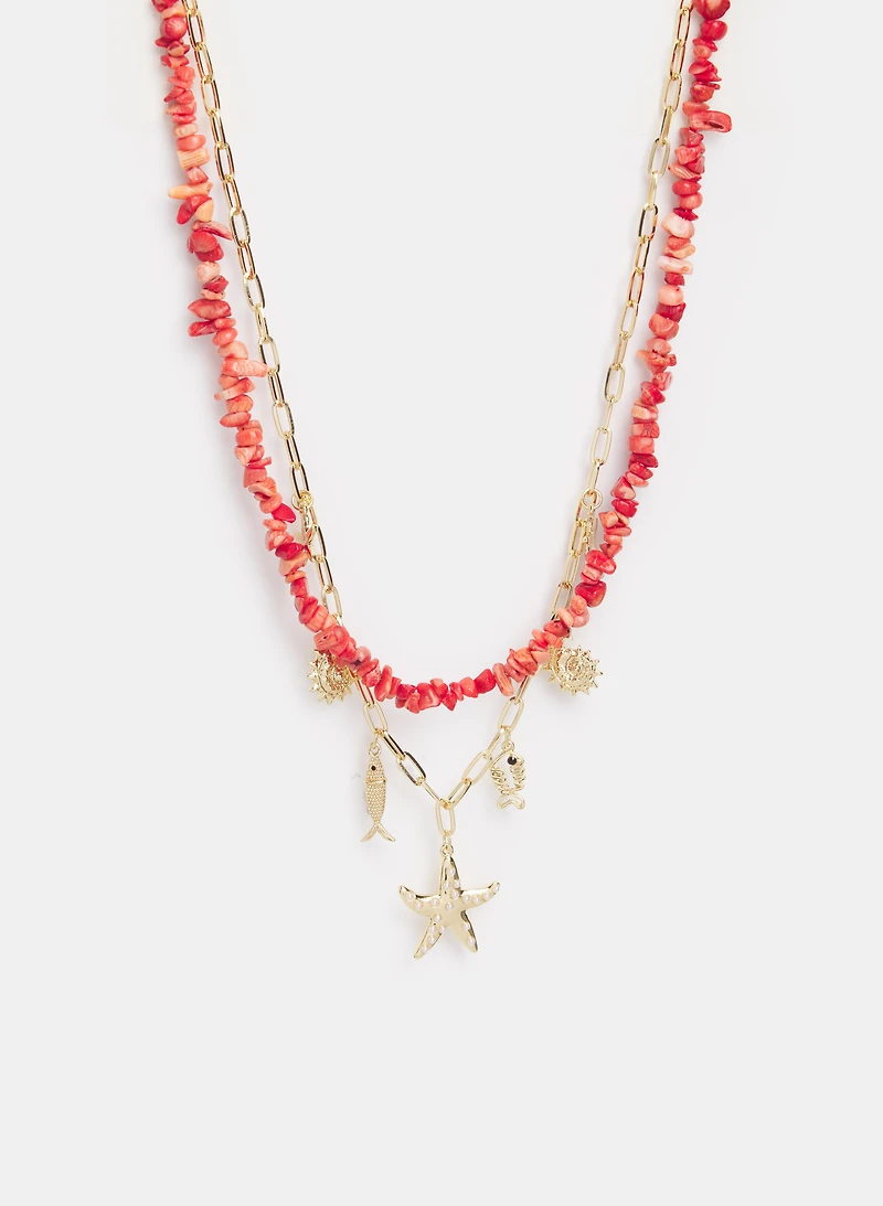 Collier double à breloques