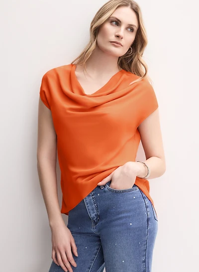 Crepe Cowl Neck Blouse