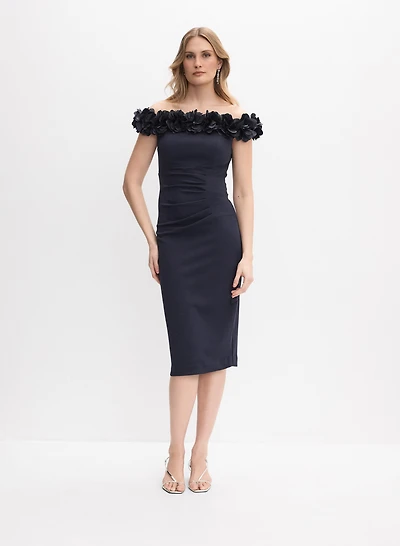 Rosette Off-The-Shoulder Dress
