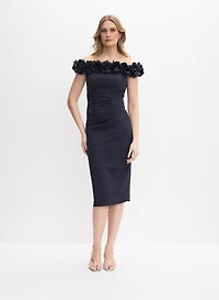 Rosette Off-The-Shoulder Dress