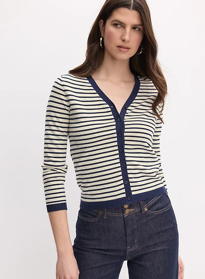 Cardigan boutonné à rayures