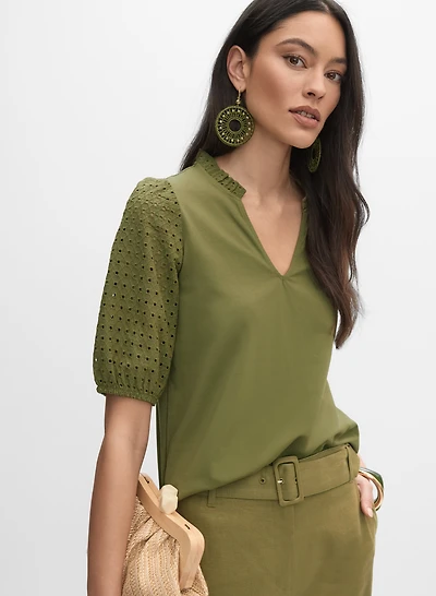 Eyelet Sleeve Top