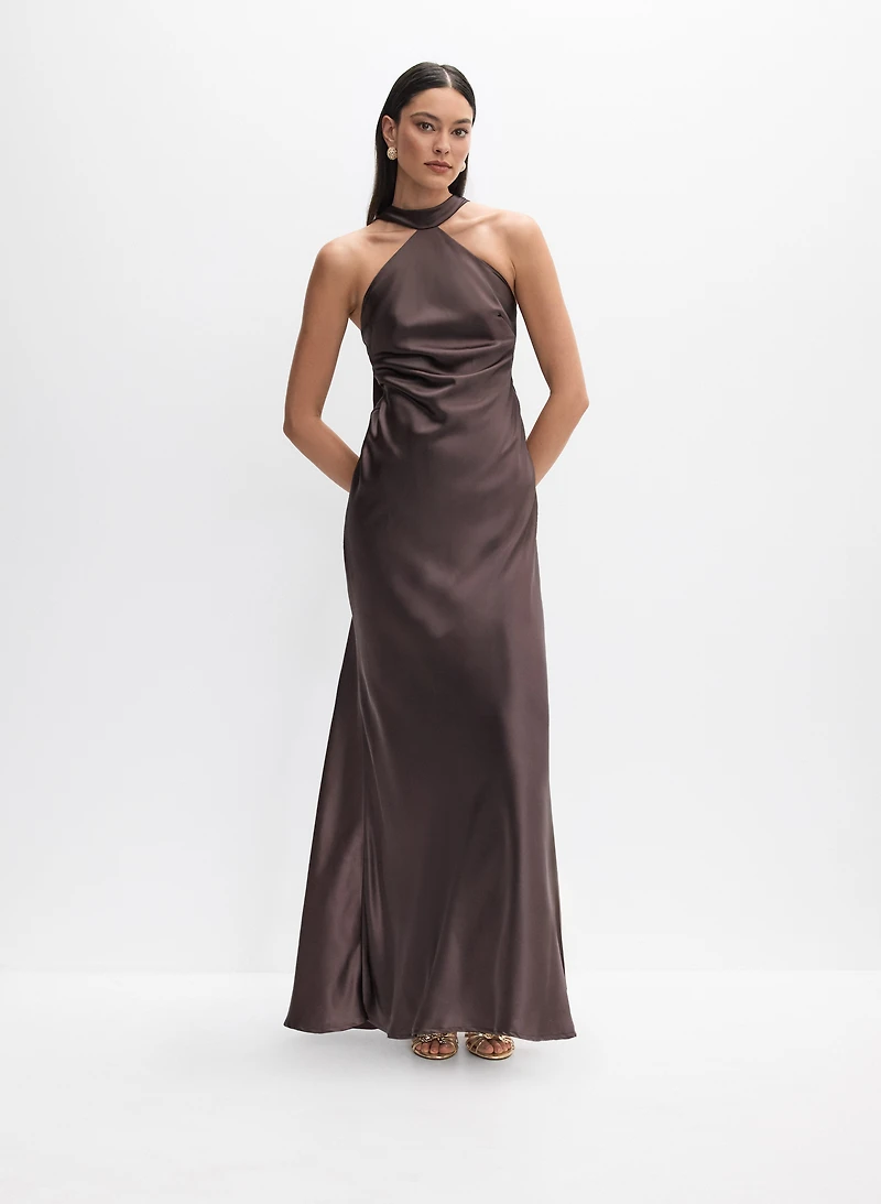 Robe en satin à effet foulard