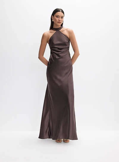 Robe en satin à effet foulard
