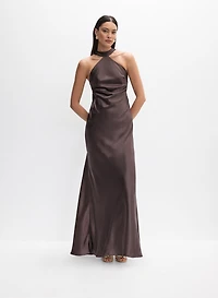 Robe en satin à effet foulard