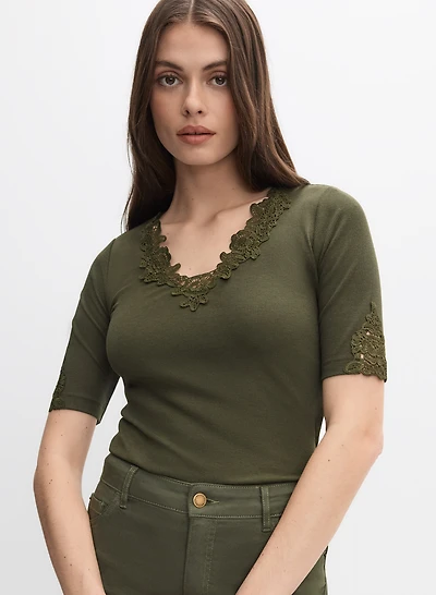 Haut à bordures en dentelle