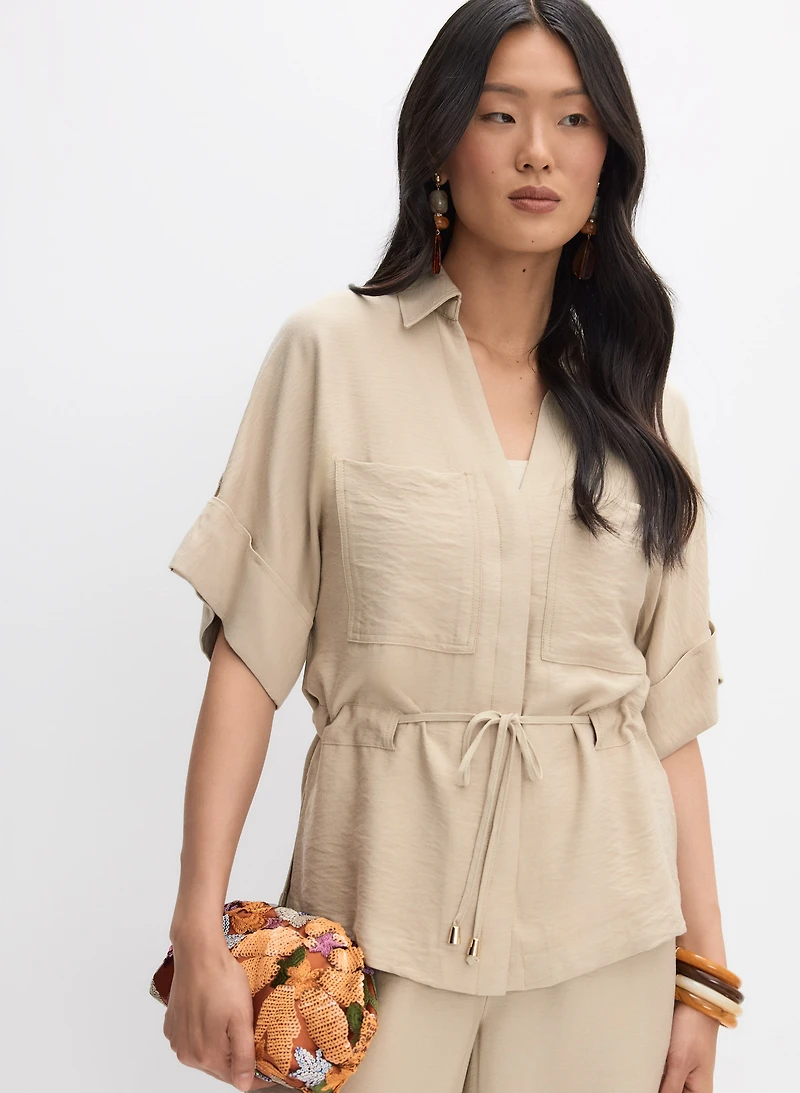 Crinkled Drawstring Jacket