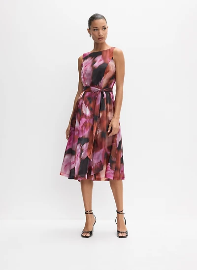 Abstract Floral Organza Dress