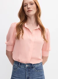 Button-Down Crepe Blouse