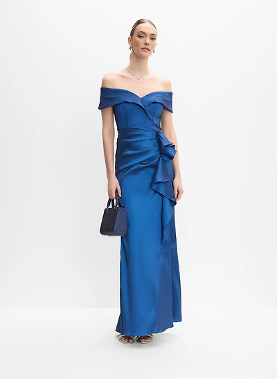 BA Nites - Off-Shoulder Waterfall Ruffle Dress