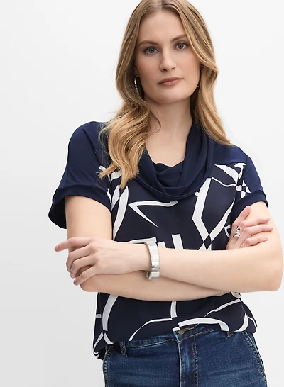 Joseph Ribkoff - Geometric Cowl Neck Top