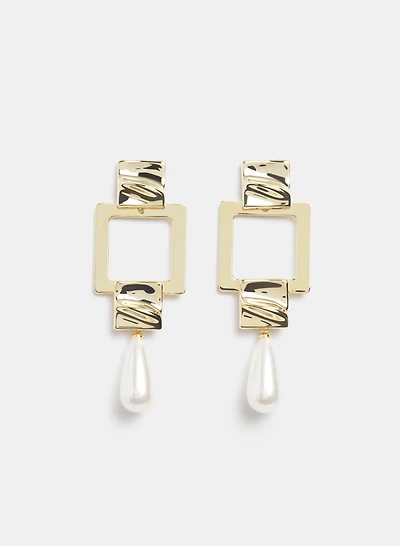 Square Pearl Drop Earrings