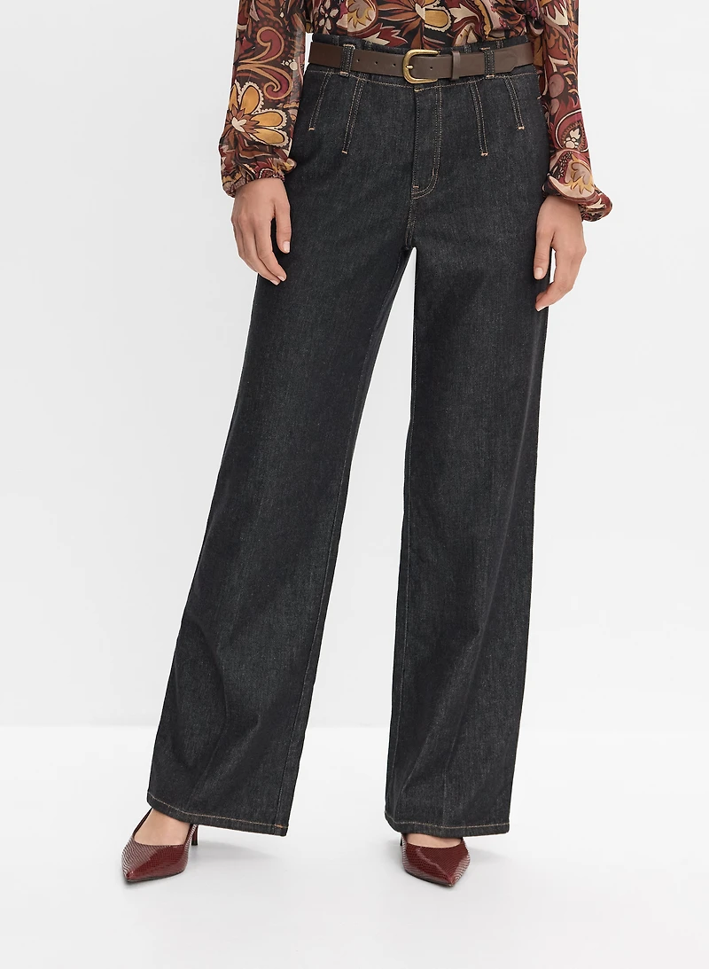 Belted Wide-Leg Jeans