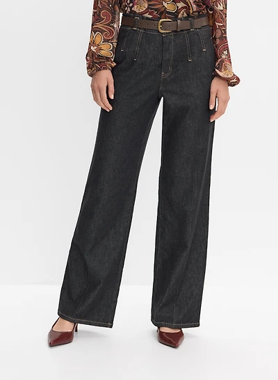 Belted Wide-Leg Jeans