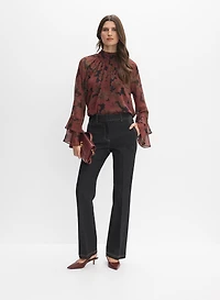 Contrast Stitch Flare-Leg Jeans