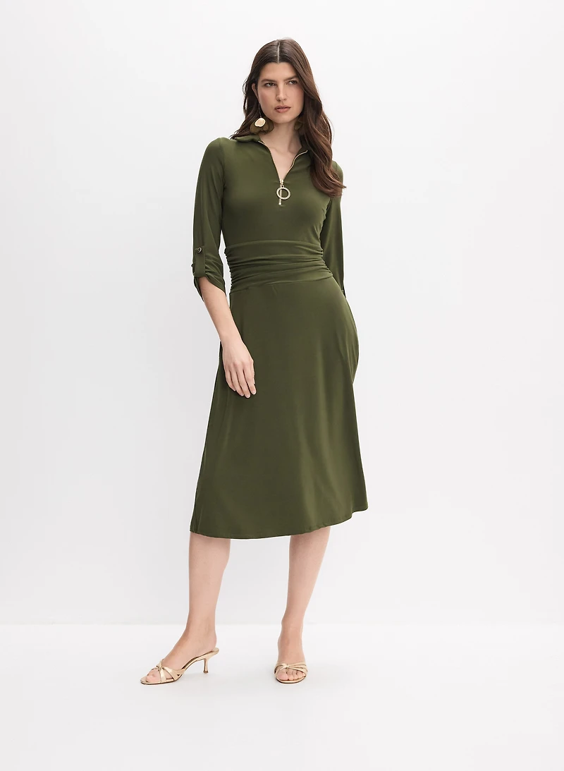 Half-Zip Midi Dress