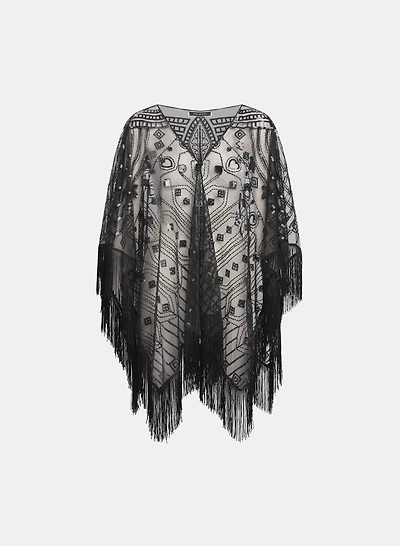 Fringed Sequin Embellished Shawl