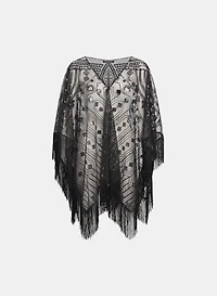 Fringed Sequin Embellished Shawl