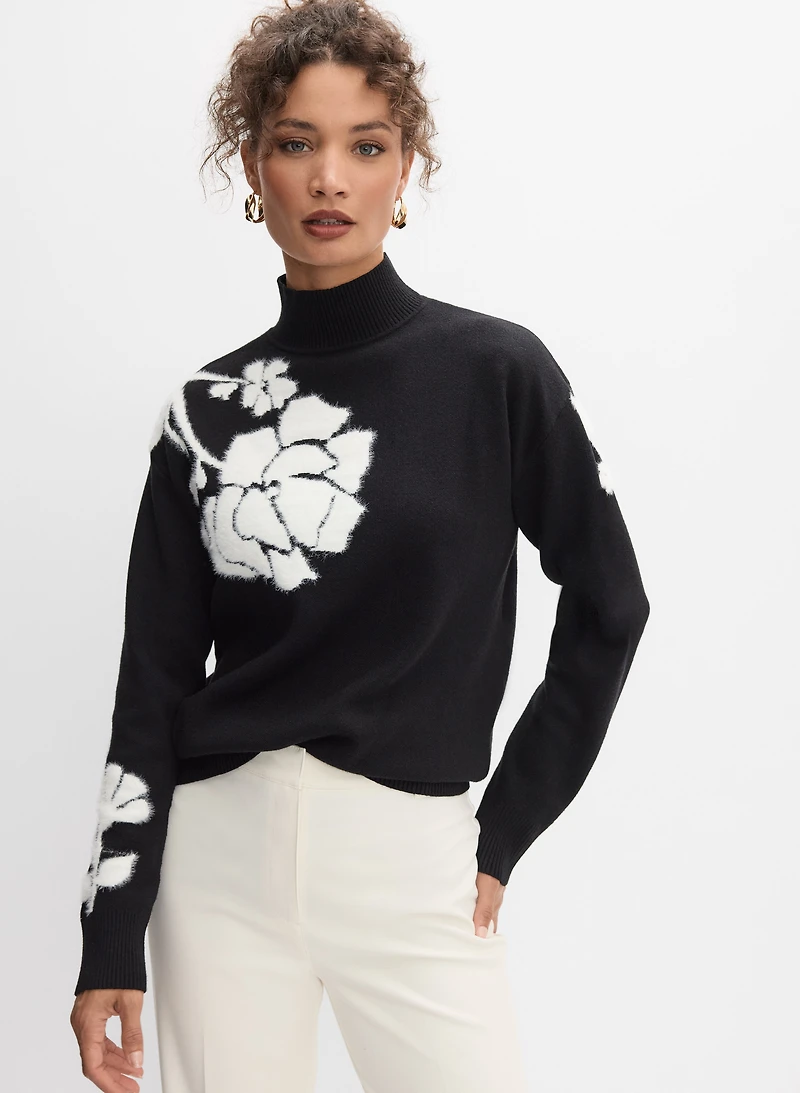 Floral Placement Print Sweater