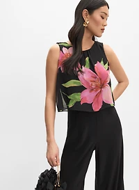 Joseph Ribkoff - Floral Chiffon Overlay Jumpsuit