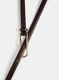 Elongated Buckle Leather Belt