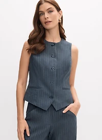 Pinstripe Button-Down Vest