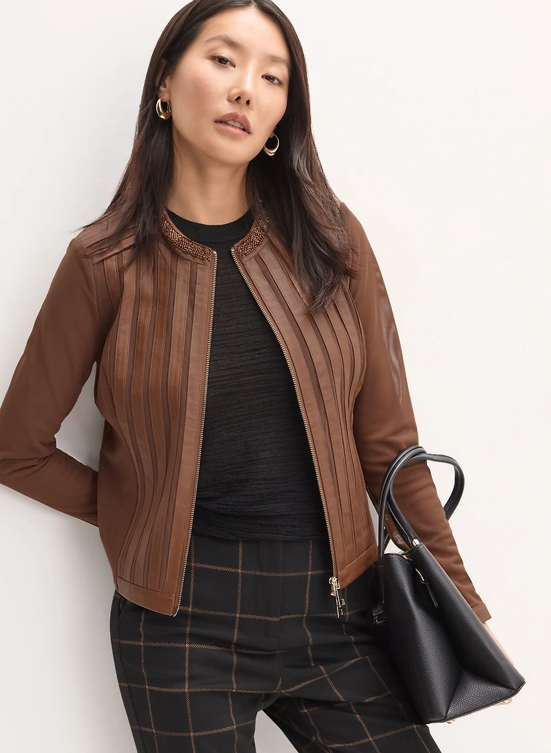 Veste à détails en cuir végane