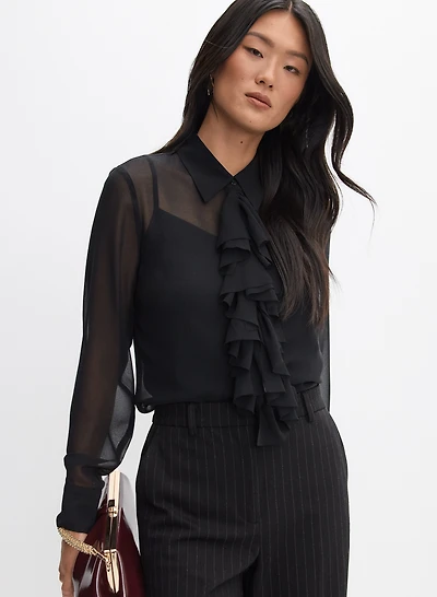 Blouse en chiffon à volants