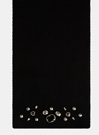 Ribbed Rhinestone Embellished Scarf