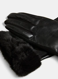 Faux Suede Fur Trim Gloves