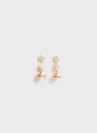 Golden Sphere & Crystal Earrings