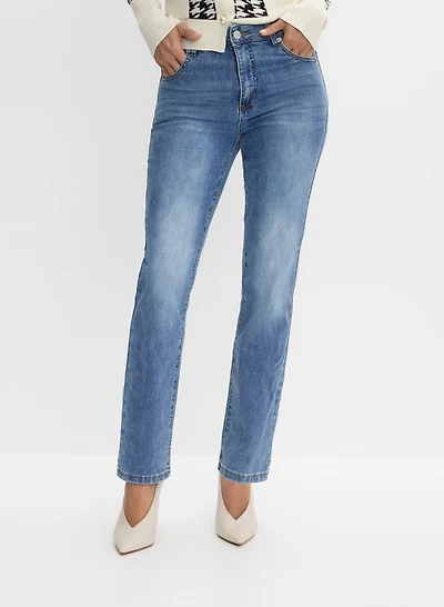 Rhinestone Detail Straight Leg Jeans