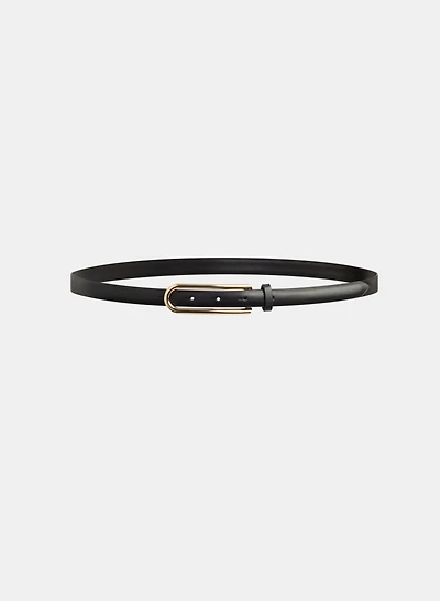 Elongated Buckle Leather Belt