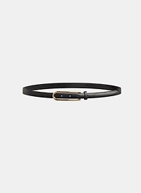 Elongated Buckle Leather Belt