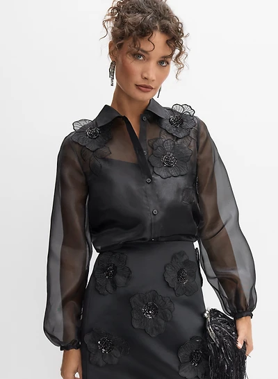 Blouse en organza à paillettes