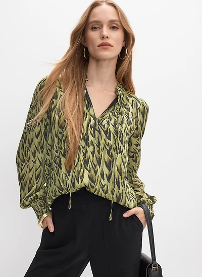 Blouse motif animal à manches ballon