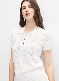 Joseph Ribkoff - Wavy Knit Polo Top
