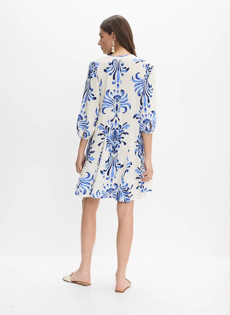Printed Elbow Sleeve Dress